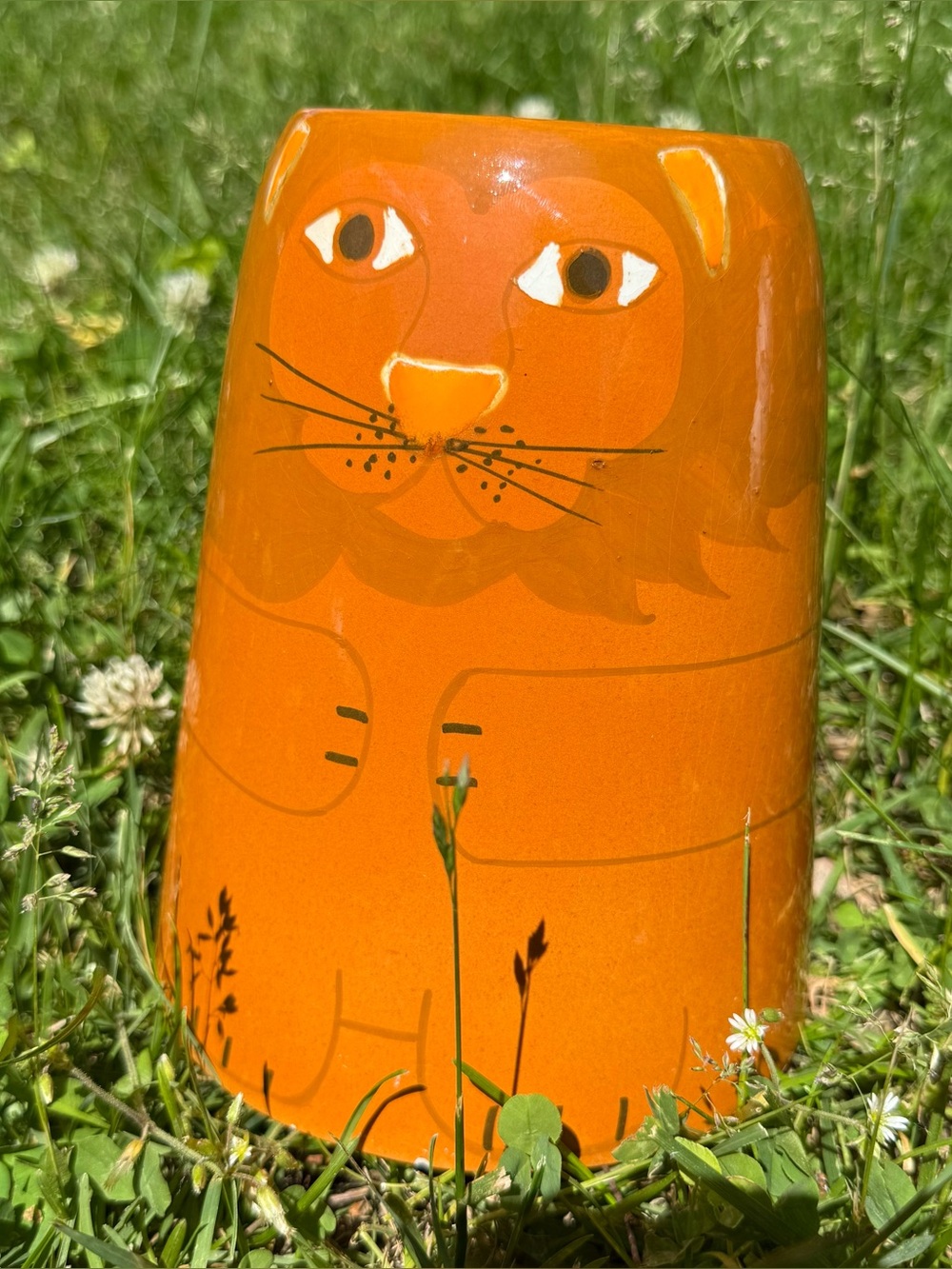 Ceramic Lion Made in Italy Vase Planter Plant Pot Utensil Holder MCM Midcentury